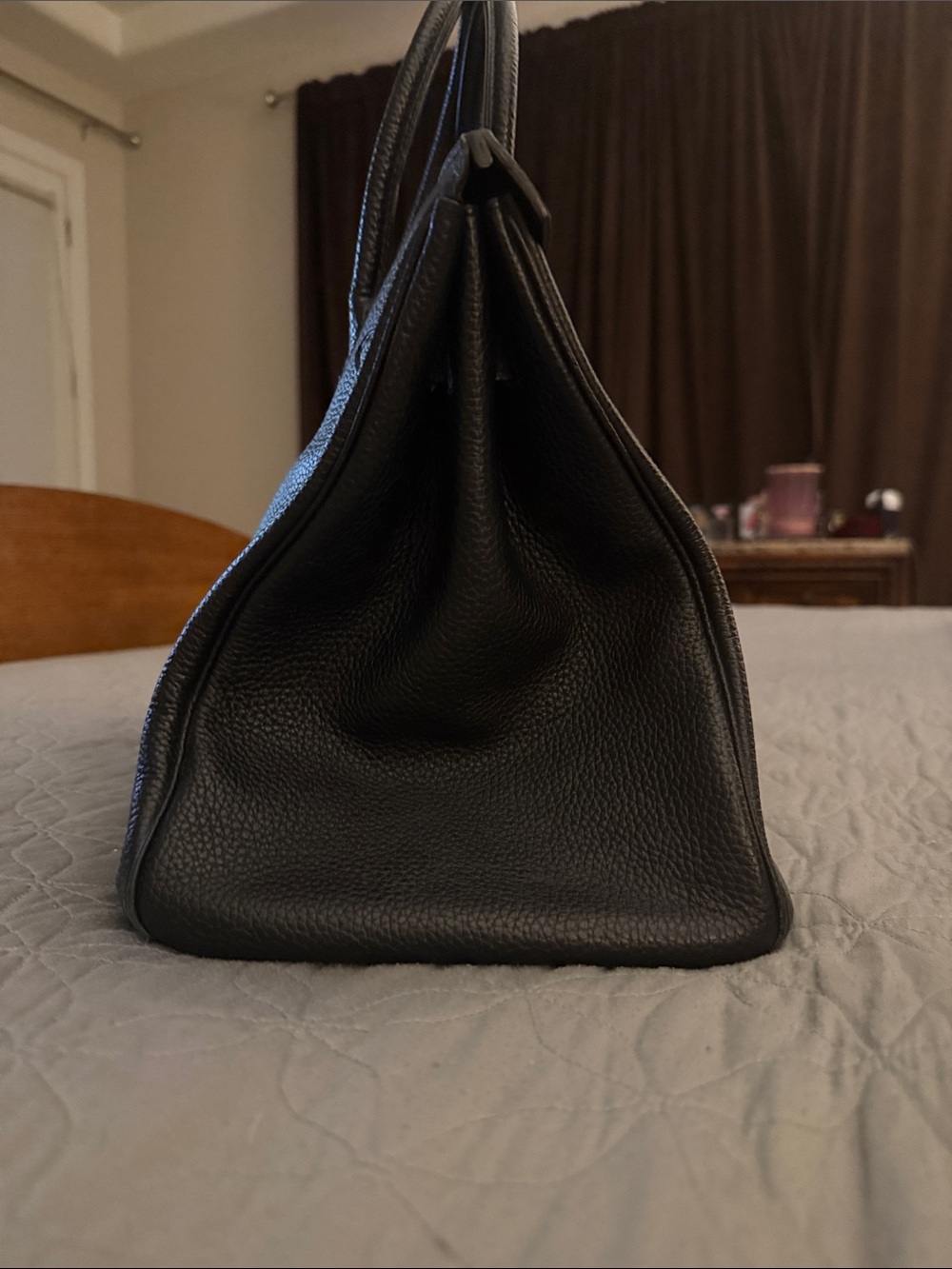 Black Leather woman Tote Bag with Silver Hardware - Picture 4 of 14